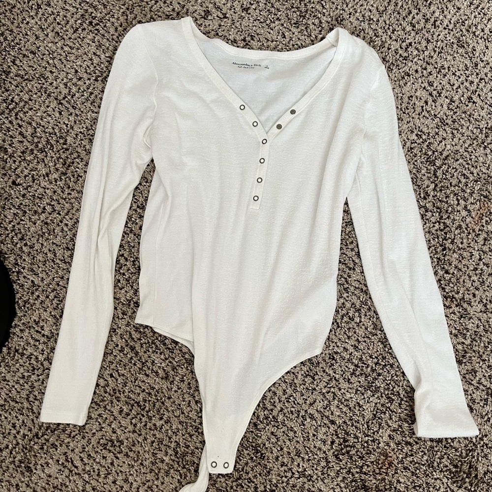 Abercrombie soft & cozy white long sleeve bodysuit